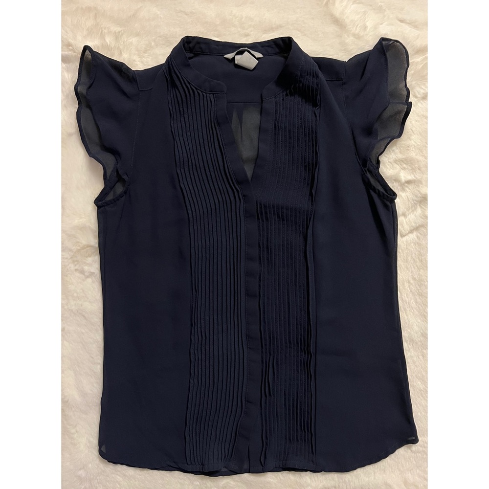H&M SHIRT, NAVY BLUE, SIZE 2
